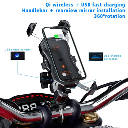 WUPP CS-1288A1 Support de téléphone portable rétractable à un bouton avec chargement sans fil + chargement filaire (noir)