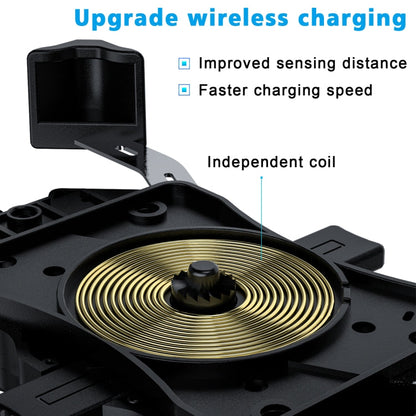 WUPP CS-1288A1 Support de téléphone portable rétractable à un bouton avec chargement sans fil + chargement filaire (noir)