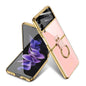 For Samsung Galaxy Z Flip3 5G GKK Integrated Solid Color Plating Phone Case with Ring Holder(Cosmetic Pink)