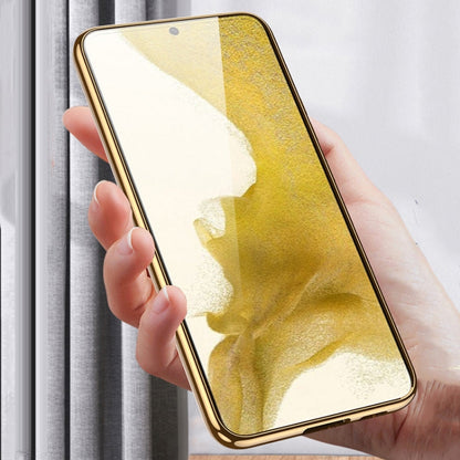 For Samsung Galaxy S22 5G GKK Plating TPU + Leather Full Coverage Phone Case(Pink)