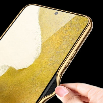 For Samsung Galaxy S22 5G GKK Plating TPU + Leather Full Coverage Phone Case(Pink)