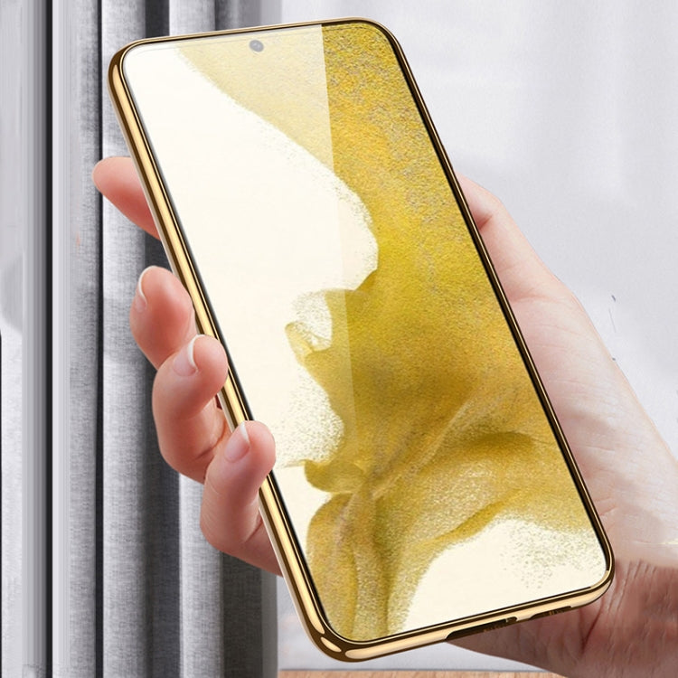 For Samsung Galaxy S22 5G GKK Plating TPU + Leather Full Coverage Phone Case(Black)