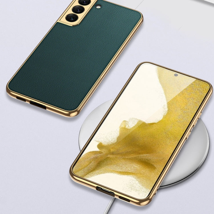 For Samsung Galaxy S22 5G GKK Plating TPU + Leather Full Coverage Phone Case(Black)