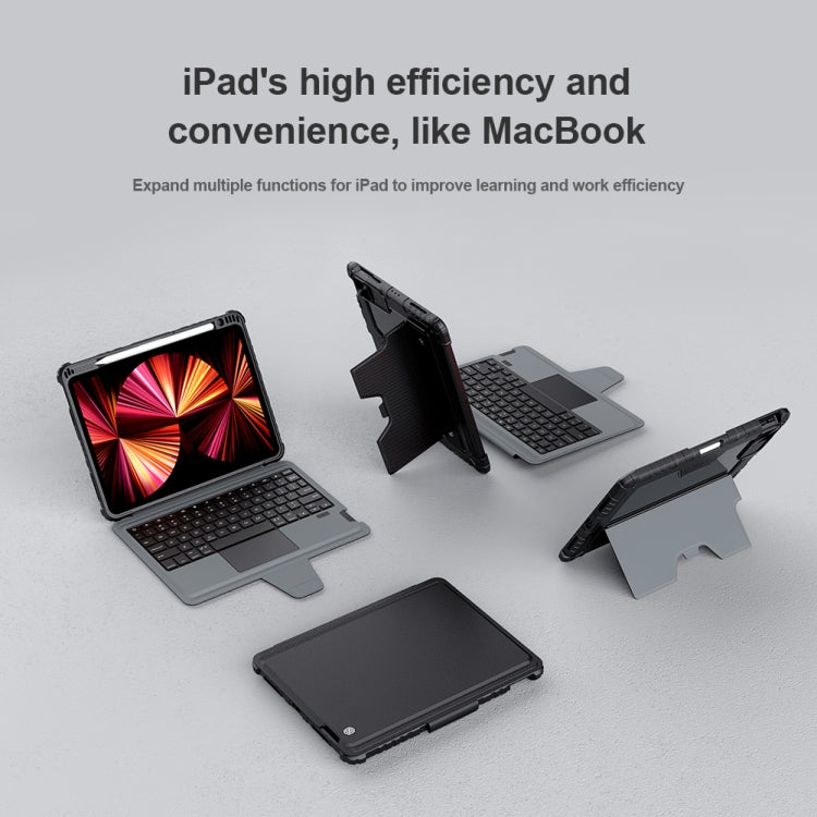Pour iPad Air 10.9 2020 / Air 4 / Air 5 / Pro 11 2020 / 2021 / 2022 Étui intelligent pour tablette avec clavier tactile Bluetooth NILLKIN (noir)