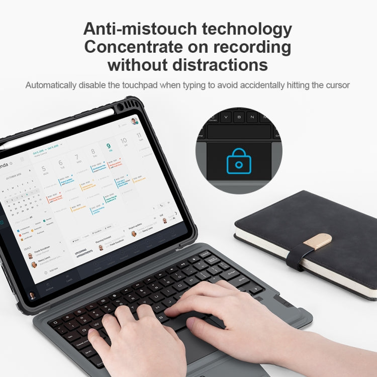 Pour iPad Air 10.9 2020 / Air 4 / Air 5 / Pro 11 2020 / 2021 / 2022 Étui intelligent pour tablette avec clavier tactile Bluetooth NILLKIN (noir)