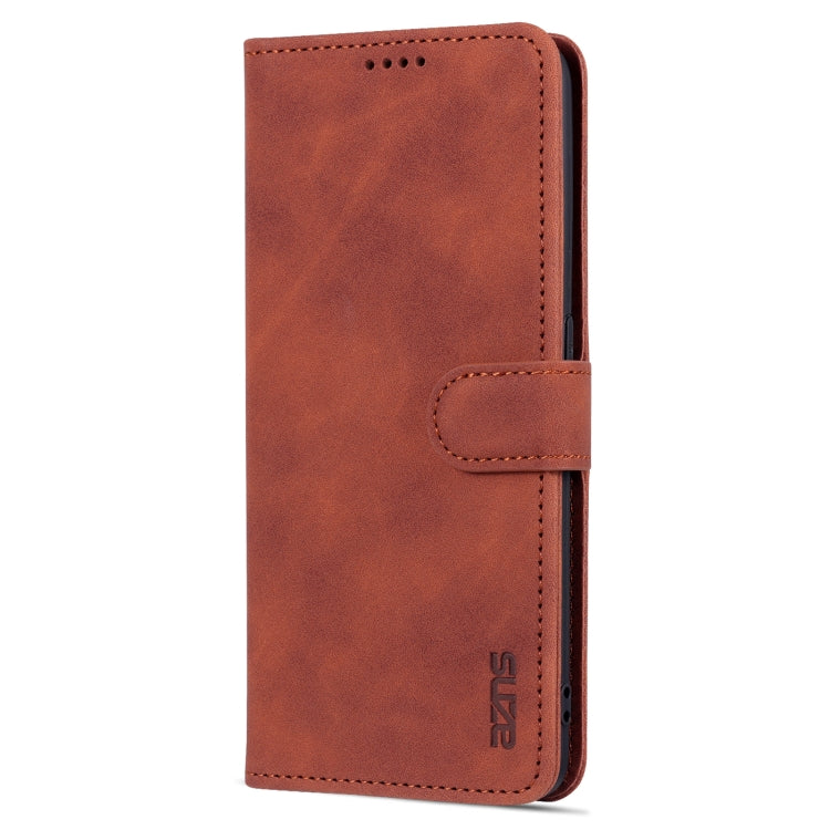 For OPPO Reno7 Global AZNS Skin Feel Calf Texture Flip Leather Phone Case(Brown)