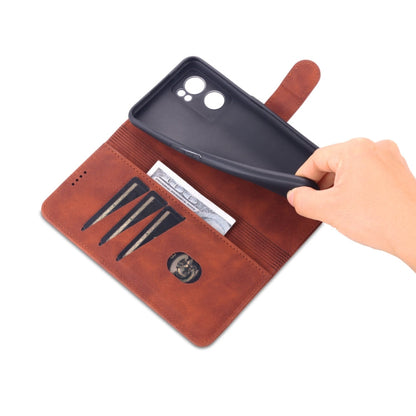 For OPPO Reno7 Global AZNS Skin Feel Calf Texture Flip Leather Phone Case(Brown)