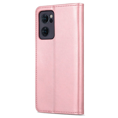 For OPPO Reno7 Global AZNS Skin Feel Calf Texture Flip Leather Phone Case(Rose Gold)