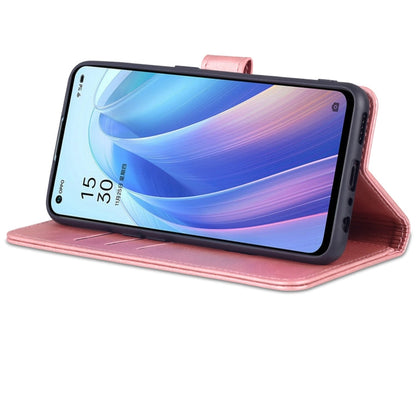 For OPPO Reno7 Global AZNS Skin Feel Calf Texture Flip Leather Phone Case(Rose Gold)