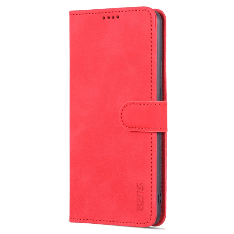 For OPPO Reno7 Global AZNS Skin Feel Calf Texture Flip Leather Phone Case(Red)