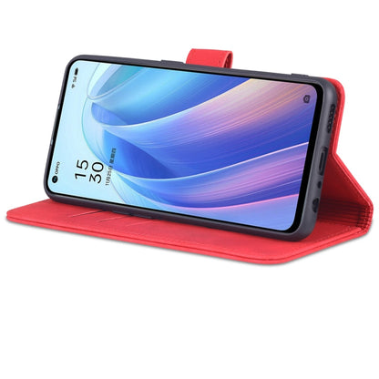 For OPPO Reno7 Global AZNS Skin Feel Calf Texture Flip Leather Phone Case(Red)