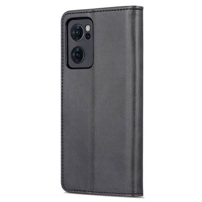 For OPPO Reno7 SE 5G AZNS Skin Feel Calf Texture Flip Leather Phone Case(Black)
