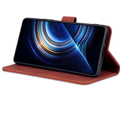 For Xiaomi Redmi K50 / K50 Pro AZNS Skin Feel Calf Texture Flip Leather Phone Case(Brown)