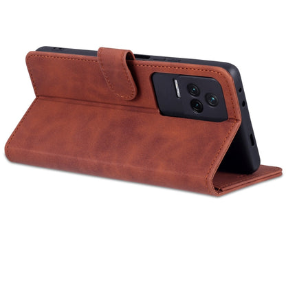 For Xiaomi Redmi K50 / K50 Pro AZNS Skin Feel Calf Texture Flip Leather Phone Case(Brown)