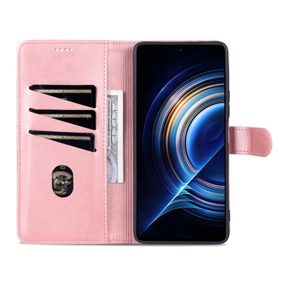 For Xiaomi Redmi K50 / K50 Pro AZNS Skin Feel Calf Texture Flip Leather Phone Case(Rose Gold)