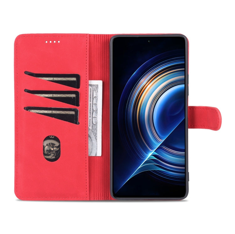 For Xiaomi Redmi K50 / K50 Pro AZNS Skin Feel Calf Texture Flip Leather Phone Case(Red)