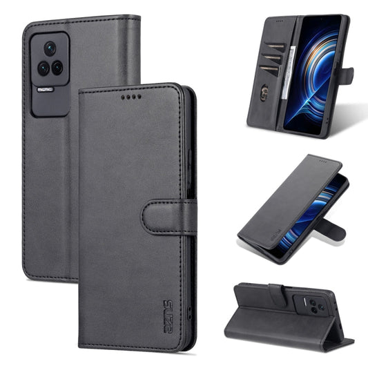 For Xiaomi Redmi K50 / K50 Pro AZNS Skin Feel Calf Texture Flip Leather Phone Case(Black)