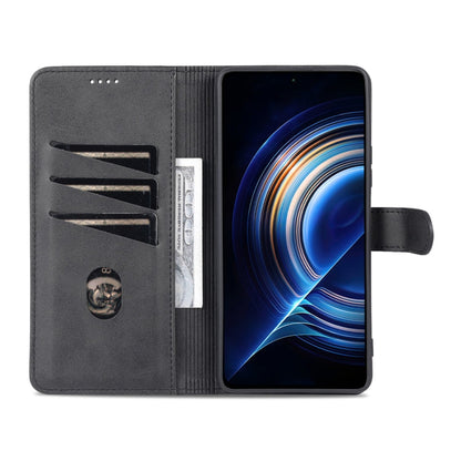 For Xiaomi Redmi K50 / K50 Pro AZNS Skin Feel Calf Texture Flip Leather Phone Case(Black)