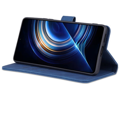 For Xiaomi Redmi K50 / K50 Pro AZNS Skin Feel Calf Texture Flip Leather Phone Case(Blue)