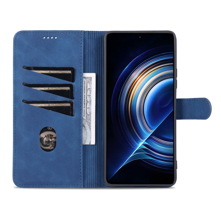 For Xiaomi Redmi K50 / K50 Pro AZNS Skin Feel Calf Texture Flip Leather Phone Case(Blue)