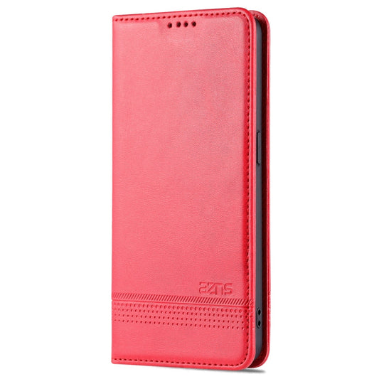 For OPPO Reno7 Global AZNS Magnetic Calf Texture Flip Leather Phone Case(Red)