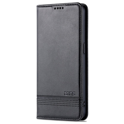 For OPPO Reno7 Global AZNS Magnetic Calf Texture Flip Leather Phone Case(Black)