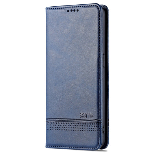 For OPPO Reno7 Global AZNS Magnetic Calf Texture Flip Leather Phone Case(Dark Blue)