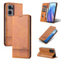 Pour OPPO Reno7 Global AZNS Étui de téléphone en cuir à rabat texturé veau magnétique (marron clair)