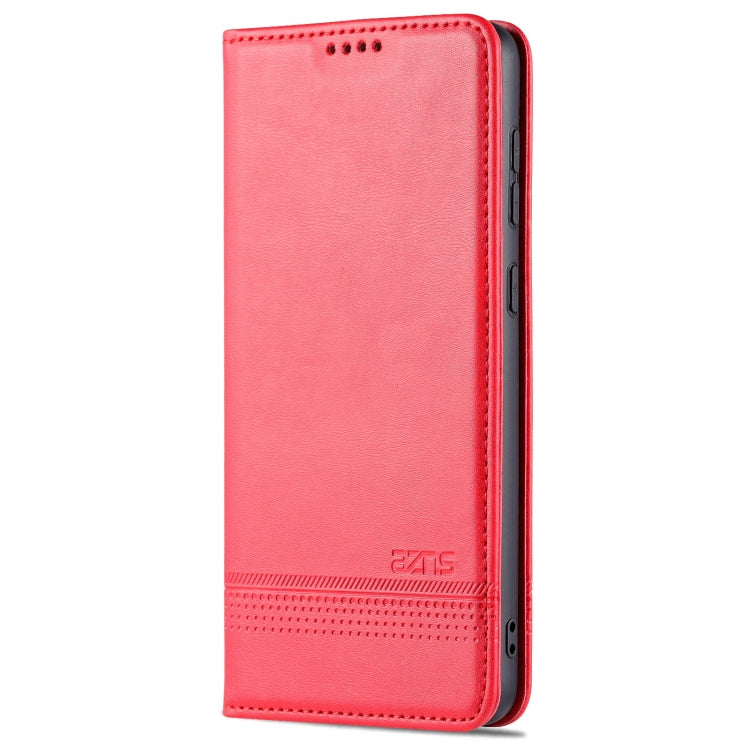 For Samsung Galaxy A73 5G AZNS Magnetic Calf Texture Flip Leather Phone Case(Red)