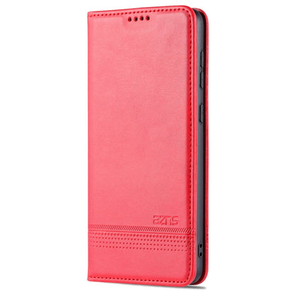 For Samsung Galaxy A73 5G AZNS Magnetic Calf Texture Flip Leather Phone Case(Red)