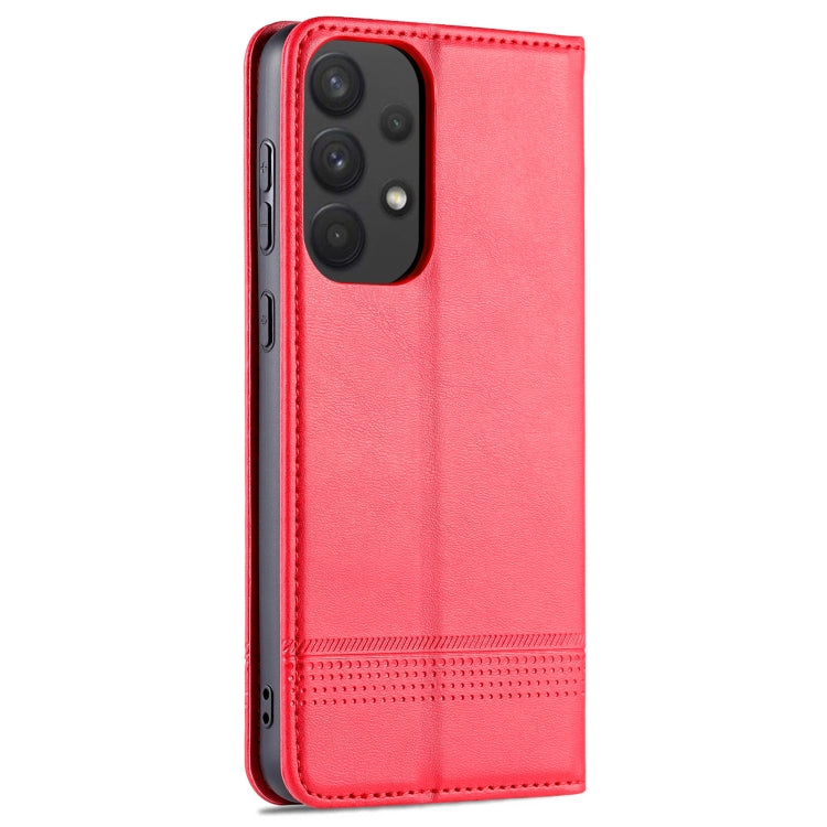 For Samsung Galaxy A73 5G AZNS Magnetic Calf Texture Flip Leather Phone Case(Red)
