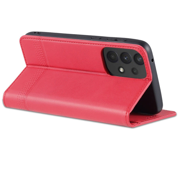 For Samsung Galaxy A73 5G AZNS Magnetic Calf Texture Flip Leather Phone Case(Red)