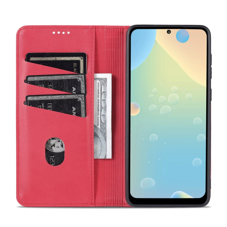 For Samsung Galaxy A73 5G AZNS Magnetic Calf Texture Flip Leather Phone Case(Red)