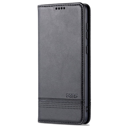 For Samsung Galaxy A73 5G AZNS Magnetic Calf Texture Flip Leather Phone Case(Black)