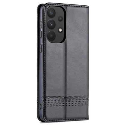 For Samsung Galaxy A73 5G AZNS Magnetic Calf Texture Flip Leather Phone Case(Black)