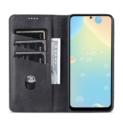 For Samsung Galaxy A73 5G AZNS Magnetic Calf Texture Flip Leather Phone Case(Black)