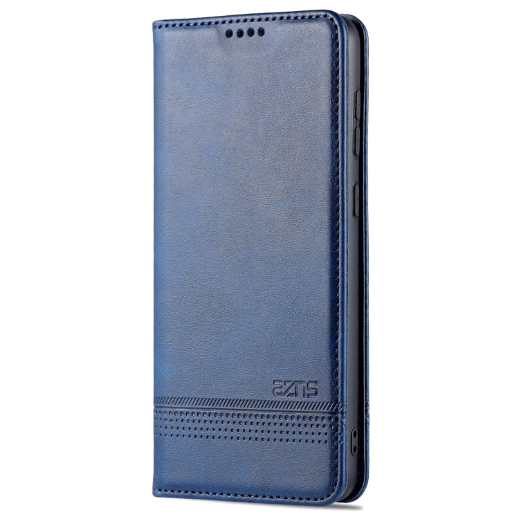 Pour coque de téléphone en cuir AZNS Magnetic Calf Texture Flip pour Samsung Galaxy A73 5G (bleu foncé)