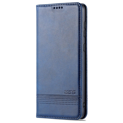 Pour coque de téléphone en cuir AZNS Magnetic Calf Texture Flip pour Samsung Galaxy A73 5G (bleu foncé)