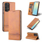 For Samsung Galaxy A73 5G AZNS Magnetic Calf Texture Flip Leather Phone Case(Light Brown)