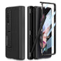 For Samsung Galaxy Z Fold3 5G GKK Magnetic Hinge Plain Leather Phone Flip Case with Pen Box(Cross Texture)