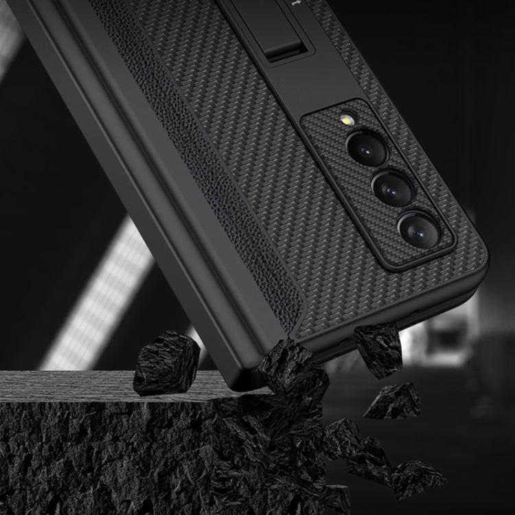 Pour Samsung Galaxy Z Fold3 5G Étui de téléphone à clapet en cuir uni avec charnière magnétique GKK et emplacement pour stylet (argent)