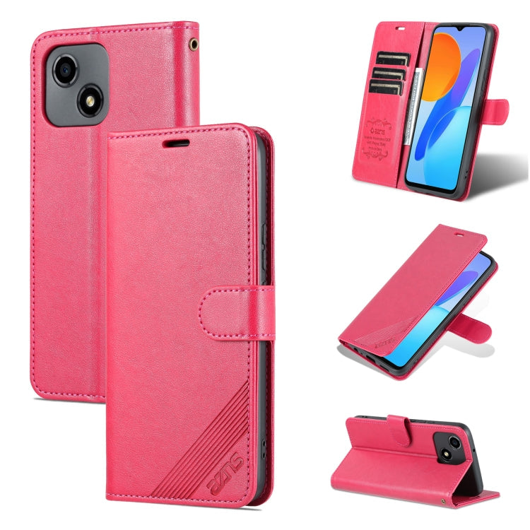 Étui de téléphone en cuir à rabat texturé en peau de mouton AZNS pour Honor Play 30 (rouge)