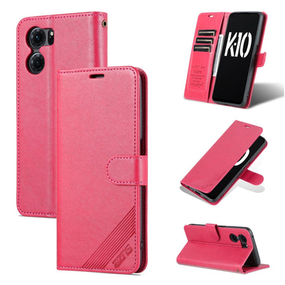 Pour étui de téléphone en cuir à rabat texturé en peau de mouton OPPO K10 AZNS (rouge)