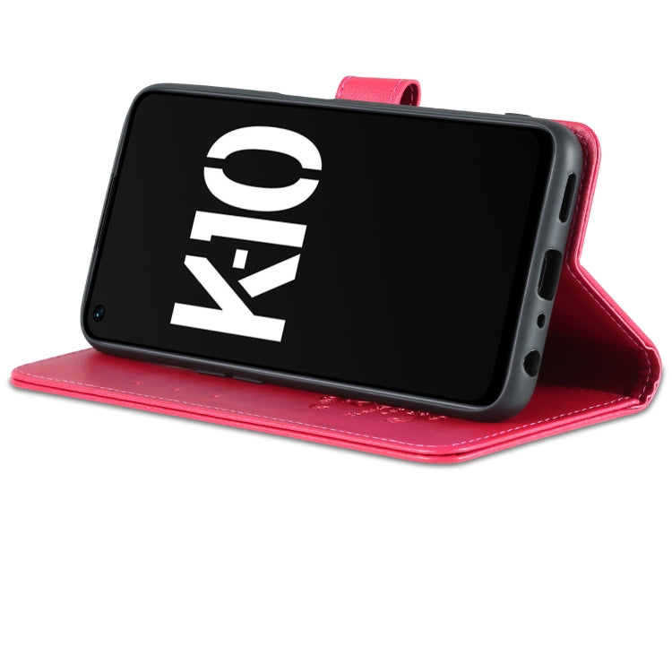 Pour étui de téléphone en cuir à rabat texturé en peau de mouton OPPO K10 AZNS (rouge)