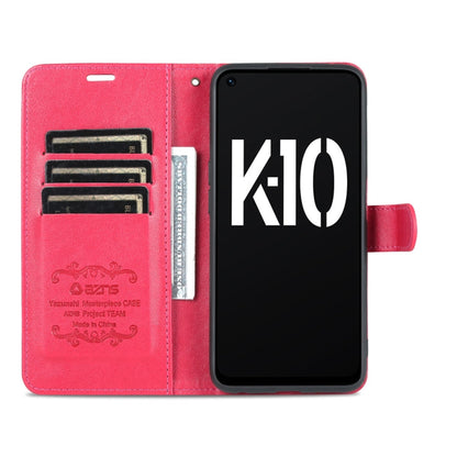 Pour étui de téléphone en cuir à rabat texturé en peau de mouton OPPO K10 AZNS (rouge)