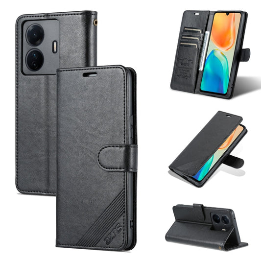 For vivo S15e AZNS Sheepskin Texture Flip Leather Phone Case(Black)