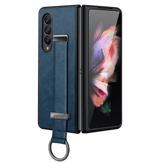 For Samsung Galaxy Z Fold3 5G SULADA Cool Series PC + Leather Texture Skin Feel Shockproof Phone Case(Blue)