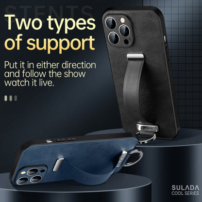 For iPhone 12 Pro SULADA Cool Series PC + Leather Texture Skin Feel Shockproof Phone Case (Blue)
