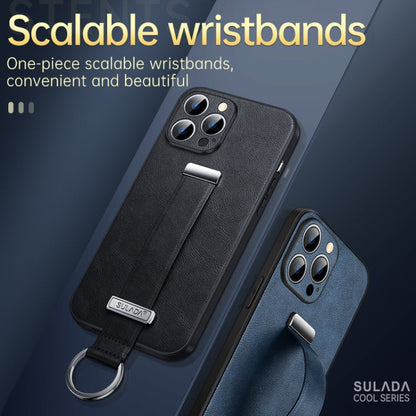 For iPhone 12 Pro SULADA Cool Series PC + Leather Texture Skin Feel Shockproof Phone Case (Blue)