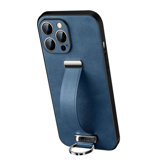 Pour iPhone 13 Pro Max SULADA Cool Series Coque de téléphone antichoc en PC + cuir (Bleu)